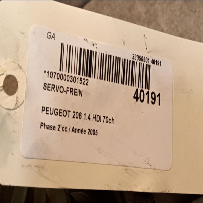 Servo-frein occasion PEUGEOT 206 Phase 2 02-2003->02-2009 1.4 HDI 70ch 4535T4 3