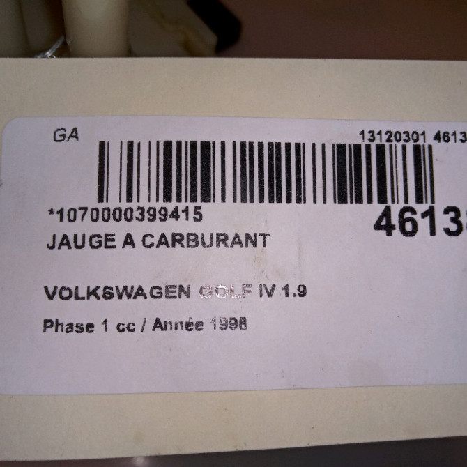 Jauge a carburant occasion VOLKSWAGEN GOLF IV GOLF IV Phase 1 1998-01-01->2005-06-30 1.9 TDI 90ch 1J0919673G 5