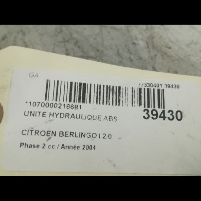 Unité hydraulique ABS occasion CITROEN BERLINGO I Phase 2 11-2002->10-2010 2.0 HDi 90ch 4541J5 3