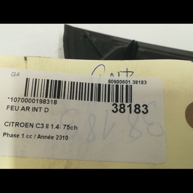 Feu arrière intérieur droit occasion CITROEN C3 II Phase 1 11-2009->02-2013 1.4i 75ch 6351JC 3