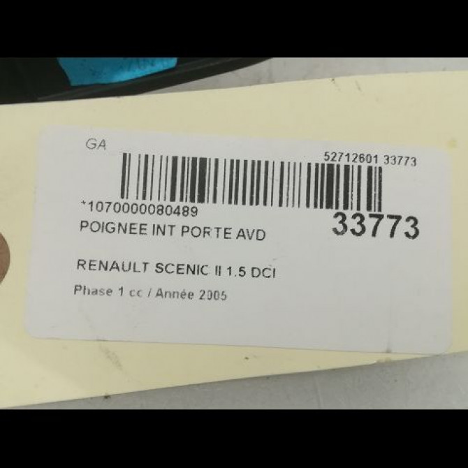 Poignee int porte avd occasion RENAULT SCENIC II Phase 1 03-2004->09-2006 1.5 DCI 100ch 8200843629 3