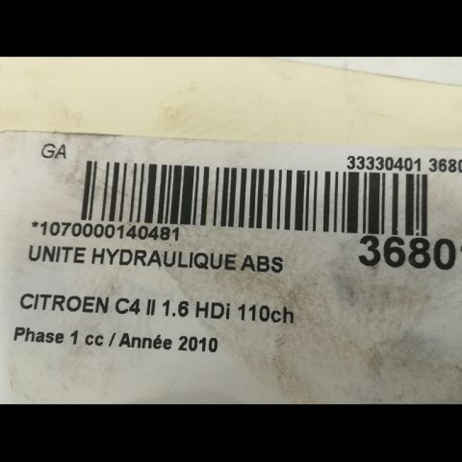 Unité hydraulique ABS occasion CITROEN C4 II Phase 1 10-2010->01-2015 1.6 HDi 110ch 1606326880 3