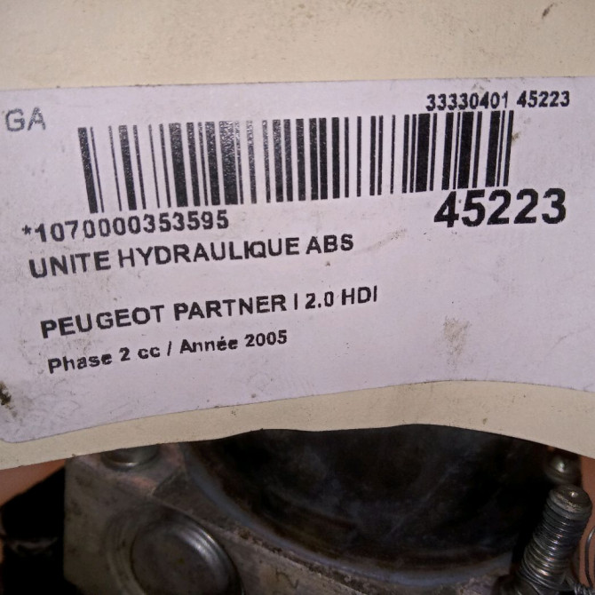 Unité hydraulique ABS occasion PEUGEOT PARTNER I Phase 2 11-2002->05-2008 2.0 HDI 4541J5 6