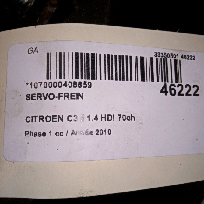 Servo-frein occasion CITROEN C3 II Phase 1 11-2009->02-2013 1.4 HDi 70ch 4535EH 4
