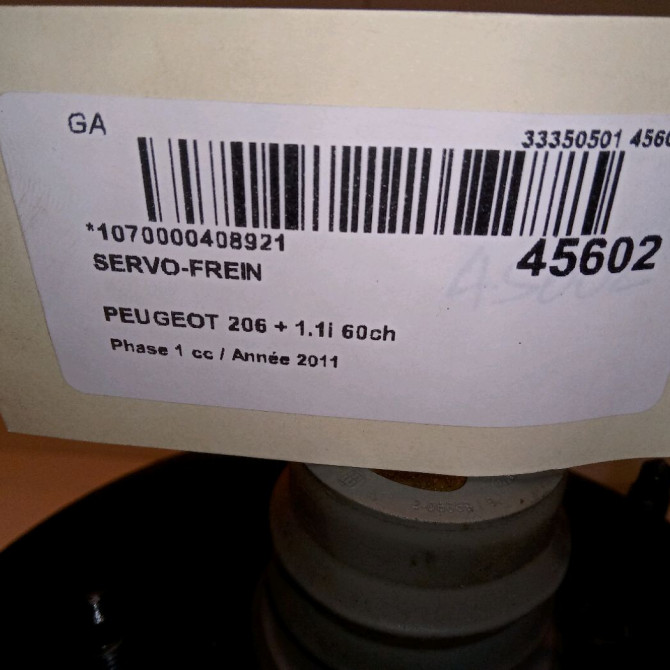 Servo-frein occasion PEUGEOT 206 + Phase 1 03-2009->05-2013 1.1i 60ch 4535T4 4
