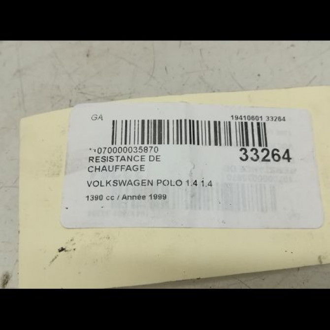 Resistance de chauffage occasion VOLKSWAGEN POLO III Phase 1 10-1994->11-1999 1.4 1H0959263 4