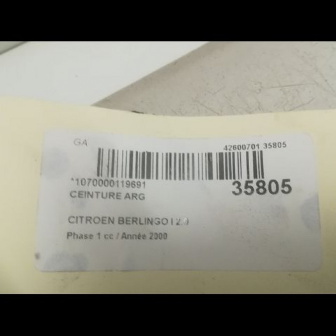 Ceinture arrière gauche occasion CITROEN BERLINGO I Phase 1 09-1996->11-2002 2.0 HDi 4