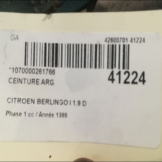Ceinture arrière gauche occasion CITROEN BERLINGO I Phase 1 09-1996->11-2002 1.9 D 4