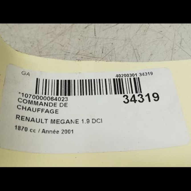Commande de chauffage occasion RENAULT MEGANE I Phase 2 03-1999->06-2003 1.9 DCI 7701048355 5