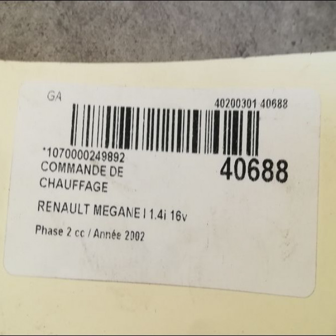 Commande de chauffage occasion RENAULT MEGANE I Phase 2 03-1999->06-2003 1.4i 16v 7701048355 3