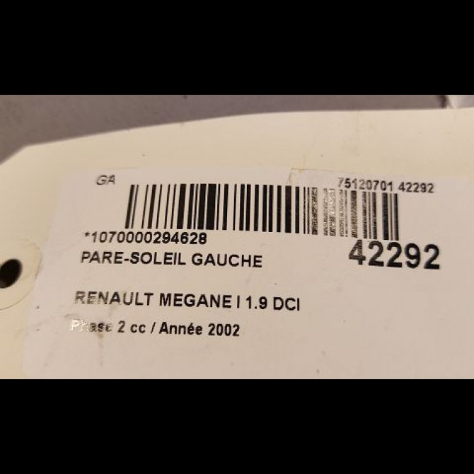 Pare-soleil gauche occasion RENAULT MEGANE I Phase 2 03-1999->06-2003 1.9 DCI 8200247948 3