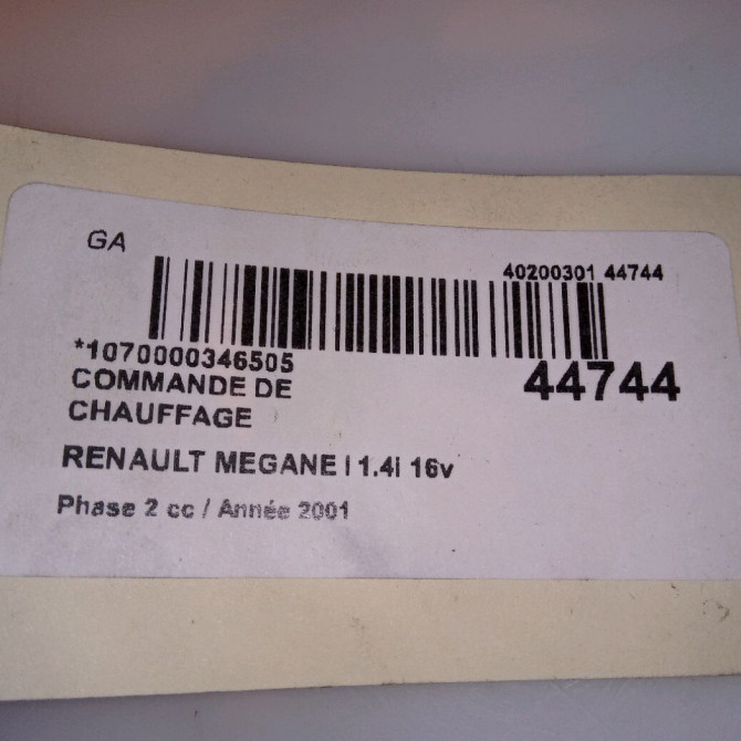 Commande de chauffage occasion RENAULT MEGANE I Phase 2 03-1999->06-2003 1.4i 16v 7701048355 4