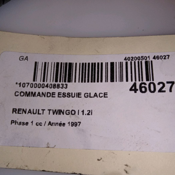 Commande essuie glace occasion RENAULT TWINGO I Phase 1 04-1993->08-1998 1.2i 60ch 5