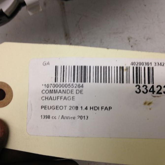 Commande de chauffage occasion PEUGEOT 208 208 Phase 1 2012-03-01->2015-09-30 1.4 HDI 68ch 9672248380 3