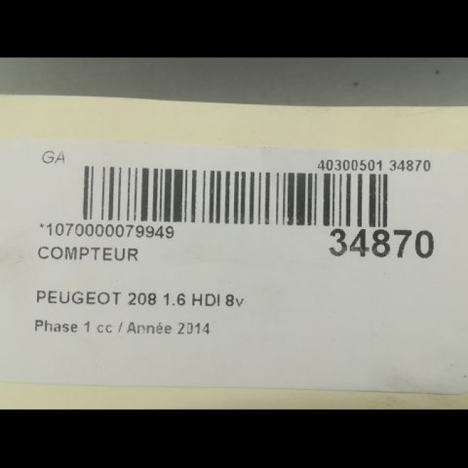 Compteur occasion PEUGEOT 208 208 Phase 1 2012-03-01->2015-09-30 1.6 HDI 8v 115ch 9813873580 4