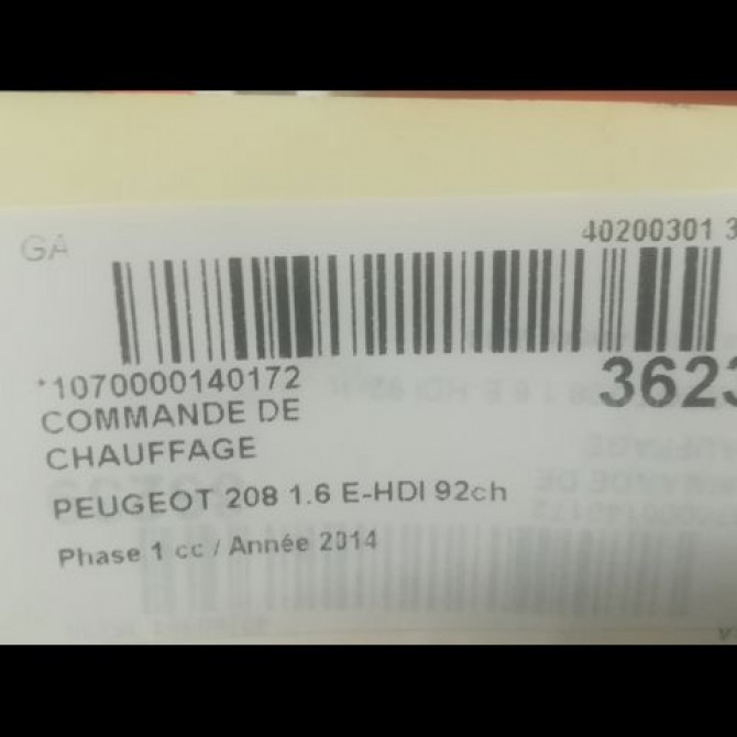 Commande de chauffage occasion PEUGEOT 208 208 Phase 1 2012-03-01->2015-09-30 1.6 E-HDI 92ch 9672248380 3
