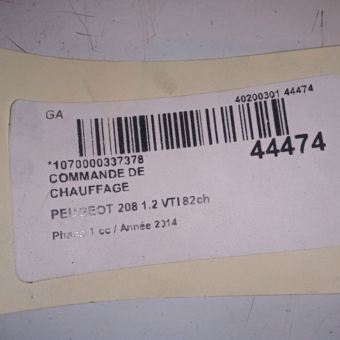 Commande de chauffage occasion PEUGEOT 208 208 Phase 1 2012-03-01->2015-09-30 1.2 VTI 82ch 4