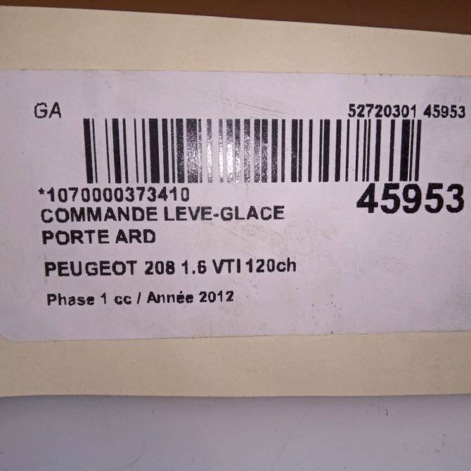 Commande leve-glace porte arrière droite occasion PEUGEOT 208 208 Phase 1 2012-03-01->2015-09-30 1.6 VTI 120ch 96751119ZD 4