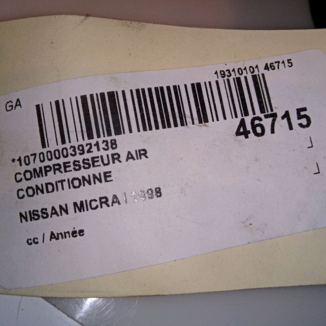 Compresseur air conditionne occasion NISSAN MICRA I 926006F605 8