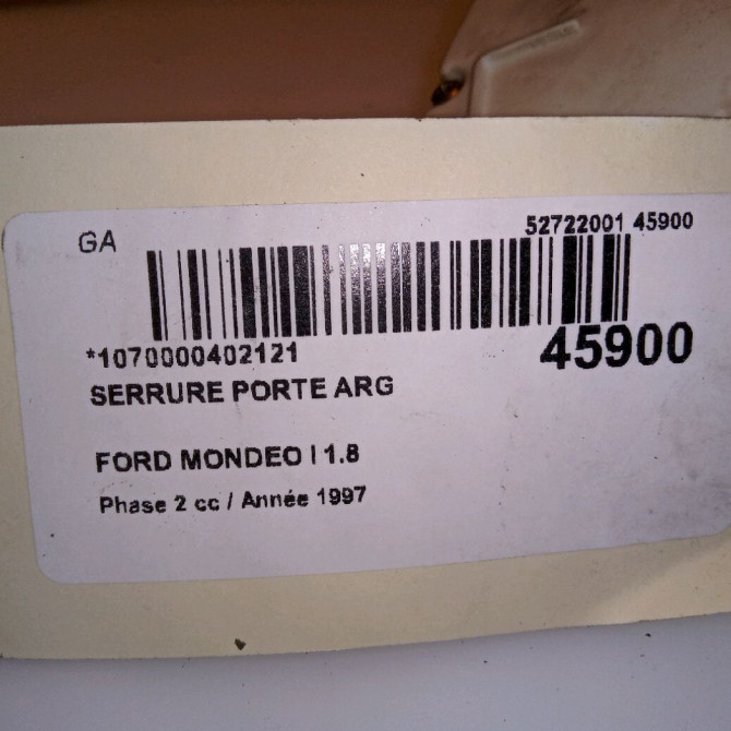 Serrure porte arg occasion FORD MONDEO I Phase 2 10-1996->09-2000 1.8 7096481 5