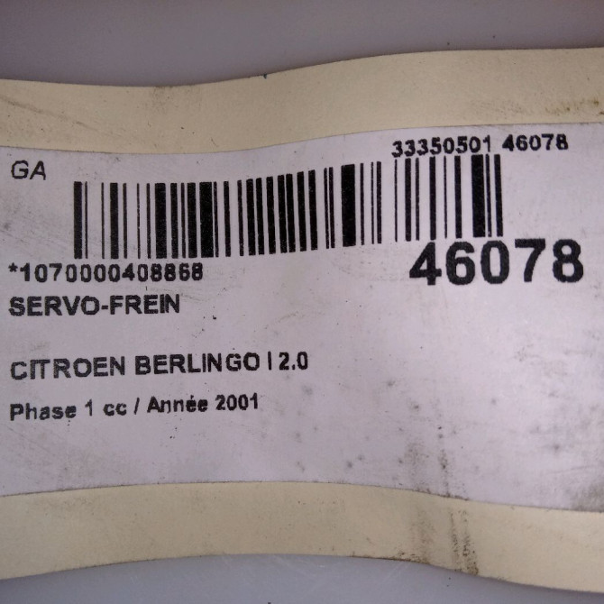 Servo-frein occasion CITROEN BERLINGO I Phase 1 09-1996->11-2002 2.0 HDi 4535H0 4