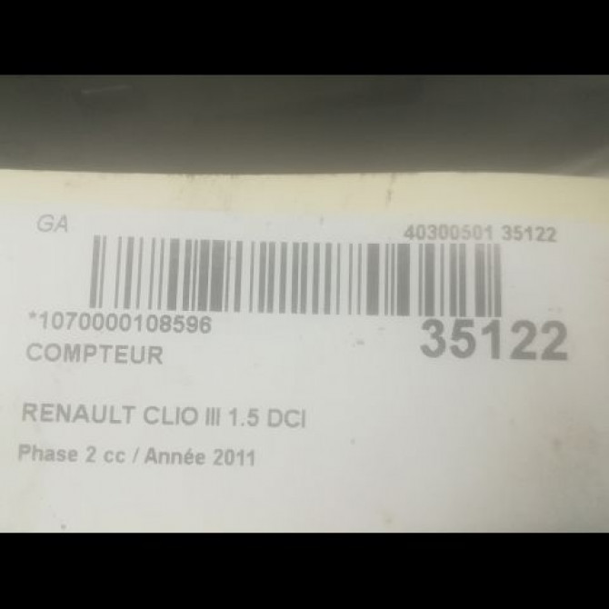 Compteur occasion RENAULT CLIO III Phase 2 03-2009->12-2014 1.5 DCI 75ch 8201060299 3