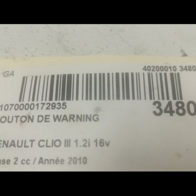 Bouton de warning occasion RENAULT CLIO III Phase 2 03-2009->12-2014 1.5 DCI 70ch 252103766R 2
