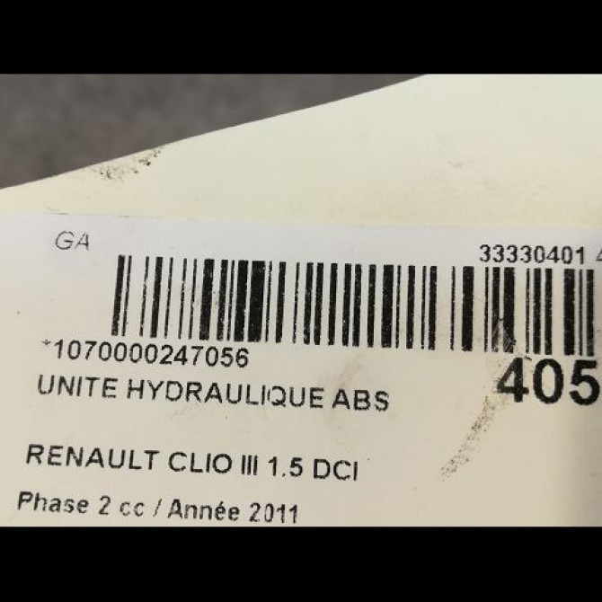 Unité hydraulique ABS occasion RENAULT CLIO III Phase 2 03-2009->12-2014 1.5 DCI 90ch 8201128671 3