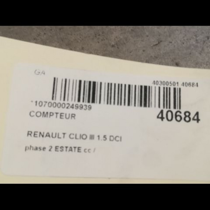 Compteur occasion RENAULT CLIO III phase 2 ESTATE 03-2009->12-2014 1.5 DCI 75ch 8201060299 3