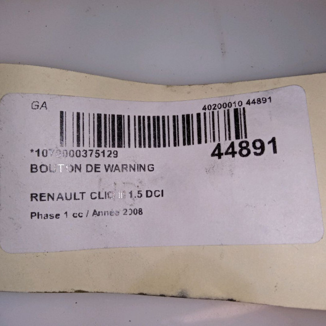 Bouton de warning occasion RENAULT CLIO III Phase 1 09-2005->03-2009 1.5 DCI 85ch 252103766R 4