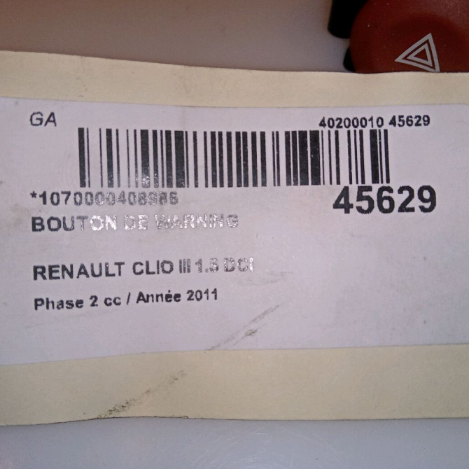 Bouton de warning occasion RENAULT CLIO III Phase 2 03-2009->12-2014 1.5 DCI 75ch 252103766R 5