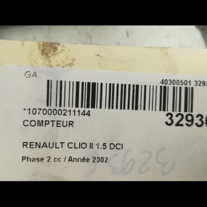 Compteur occasion RENAULT CLIO II Phase 2 06-2001->07-2006 1.5 DCI 65ch 3