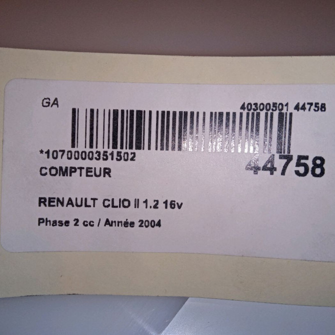 Compteur occasion RENAULT CLIO II Phase 2 06-2001->07-2006 1.2 16v 8200276527 5