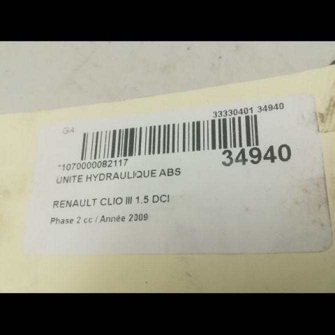 Unité hydraulique ABS occasion RENAULT CLIO III Phase 2 03-2009->12-2014 1.5 DCI 85ch 7701209606 4