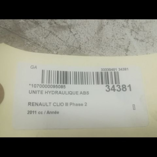 Unité hydraulique ABS occasion RENAULT CLIO III Phase 2 03-2009->12-2014 7701209606 3