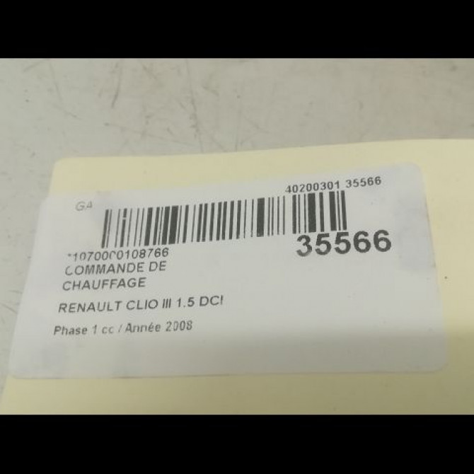 Commande de chauffage occasion RENAULT CLIO III Phase 1 09-2005->03-2009 1.5 DCI 70ch 7701070473 3