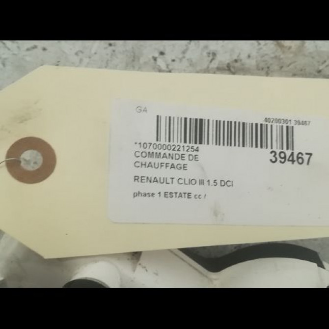 Commande de chauffage occasion RENAULT CLIO III phase 1 ESTATE 01-2008->03-2009 1.5 DCI 85ch 7701070473 3