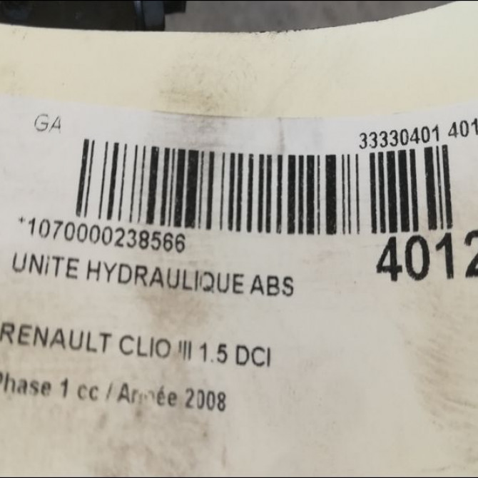 Unité hydraulique ABS occasion RENAULT CLIO III Phase 1 09-2005->03-2009 1.5 DCI 70ch 7701209606 3