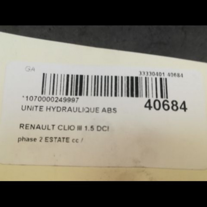 Unité hydraulique ABS occasion RENAULT CLIO III phase 2 ESTATE 03-2009->12-2014 1.5 DCI 75ch 7701209606 3