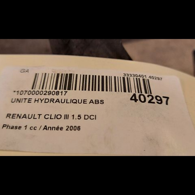 Unité hydraulique ABS occasion RENAULT CLIO III Phase 1 09-2005->03-2009 1.5 DCI 85ch 7701209606 3