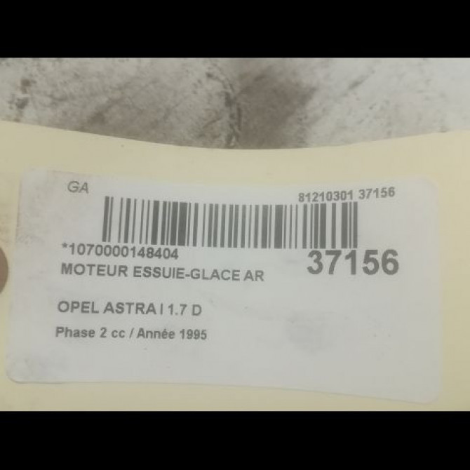 Moteur essuie-glace arrière occasion OPEL ASTRA I Phase 2 07-1994->03-1998 1.7 D 90421858 3