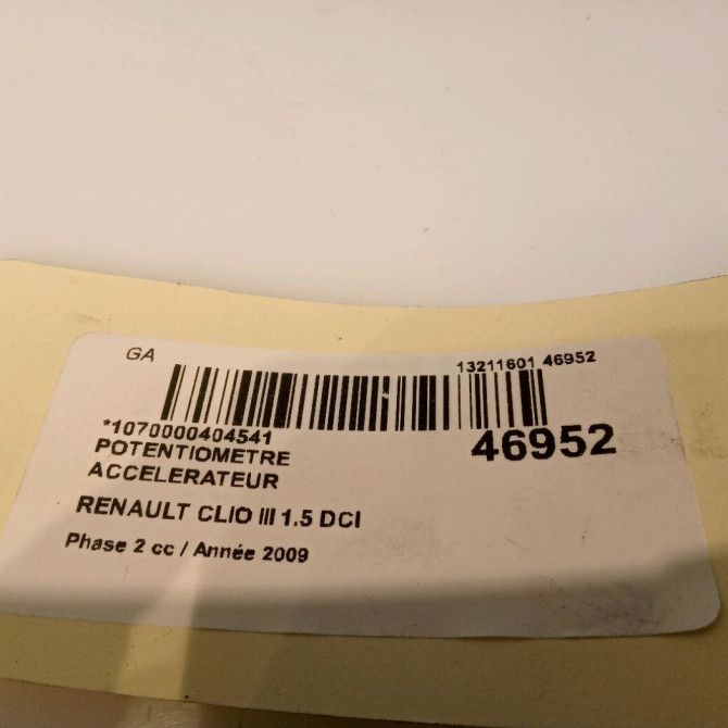 Potentiometre accelerateur occasion RENAULT CLIO III Phase 2 03-2009->12-2014 1.5 DCI 85ch 5