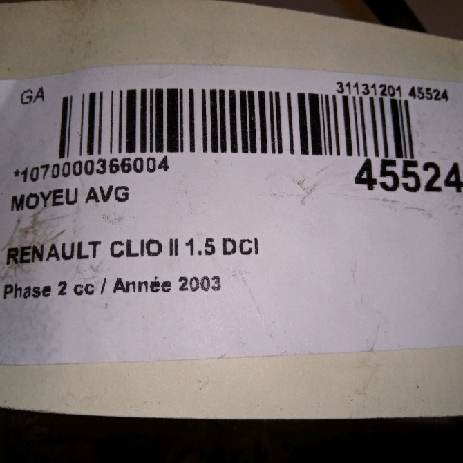 Moyeu avg occasion RENAULT CLIO II Phase 2 06-2001->07-2006 1.5 DCI 65ch 4