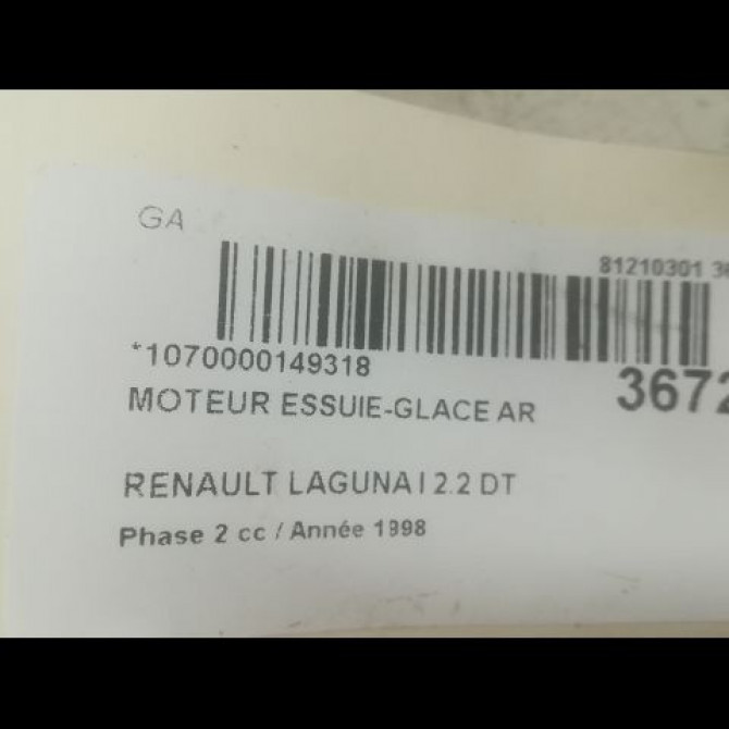 Moteur essuie-glace arrière occasion RENAULT LAGUNA I Phase 2 04-1998->11-2000 2.2 DT 7700423583 3