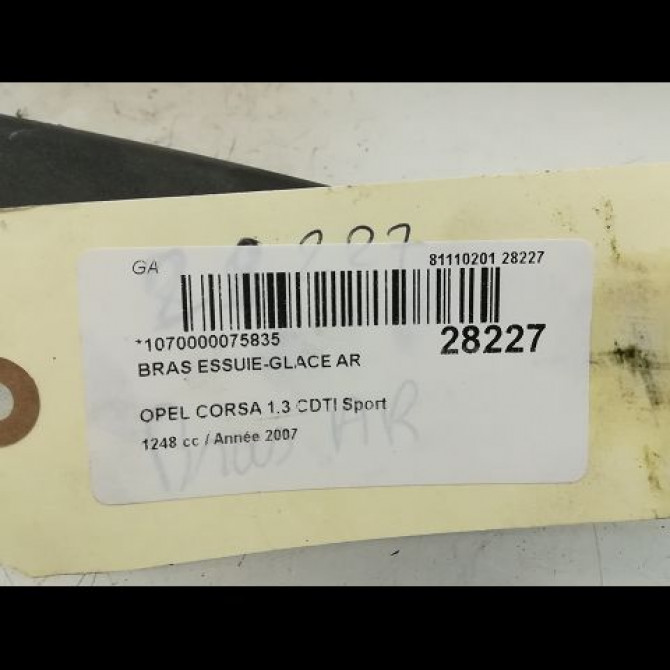 Bras essuie-glace arrière occasion OPEL CORSA IV 55703093 2