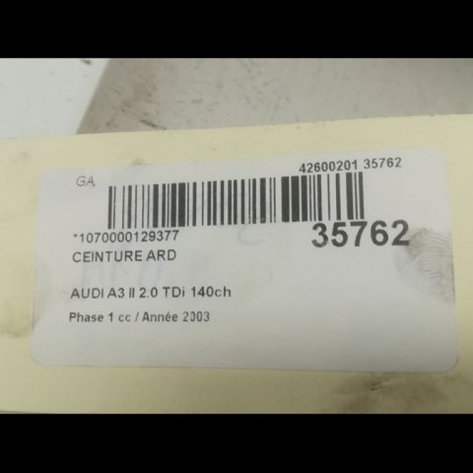 Ceinture arrière droite occasion AUDI A3 II Phase 1 06-2003->06-2008 2.0 TDi 140ch 8P0857805V04 4