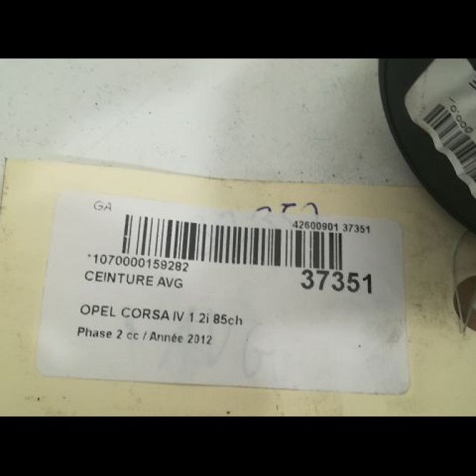 Ceinture avant gauche occasion OPEL CORSA IV Phase 2 01-2011->03-2015 1.2i 85ch 13290224 4