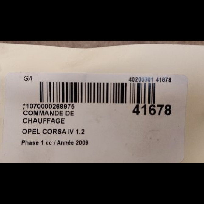 Commande de chauffage occasion OPEL CORSA IV Phase 1 09-2006->12-2010 1.2 TWINPORT 80ch 13330684 3