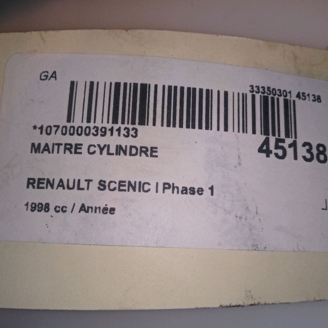Maitre cylindre occasion RENAULT SCENIC I Phase 1 09-1996->08-1999 7701204610 5