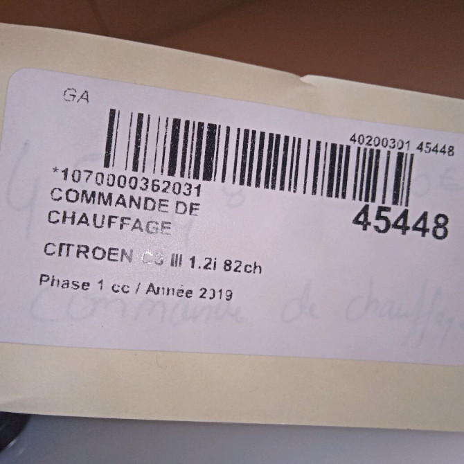 Commande de chauffage occasion CITROEN C3 III Phase 1 10-2016->... 1.2i 82ch 4